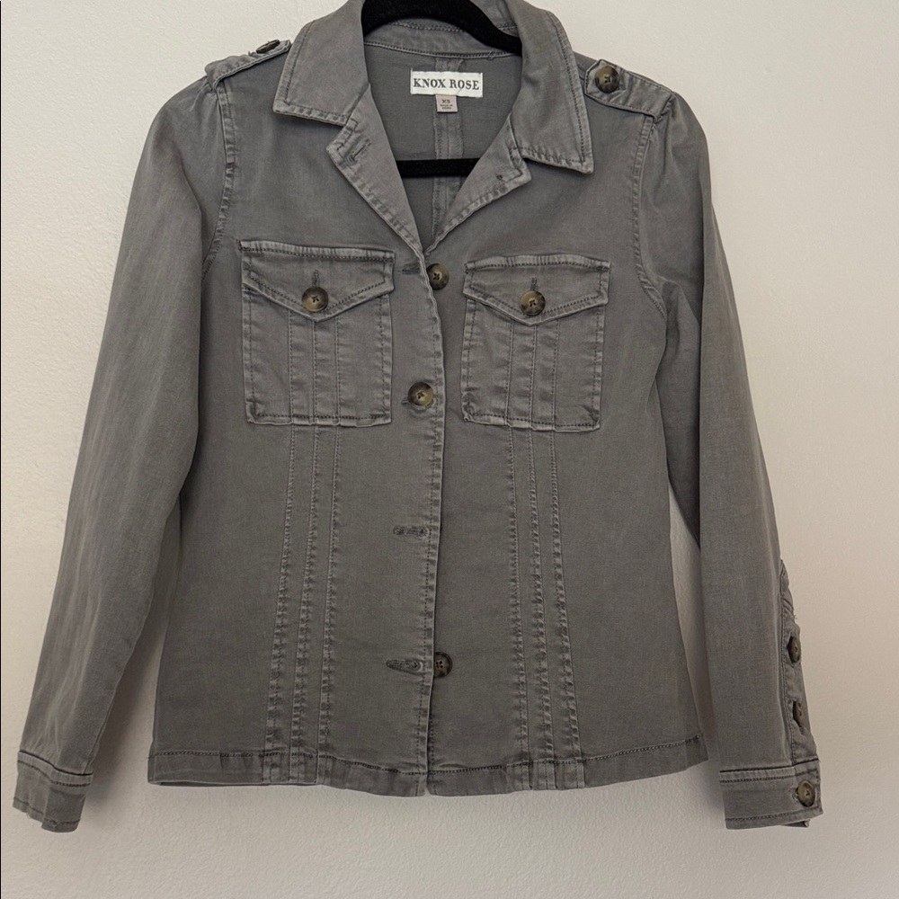 Knox Rose Gray Button-Front Utility Jean Jacket size xs